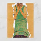 Egon Schiele - Girl met Green Pinafore Briefkaart (Voorkant)