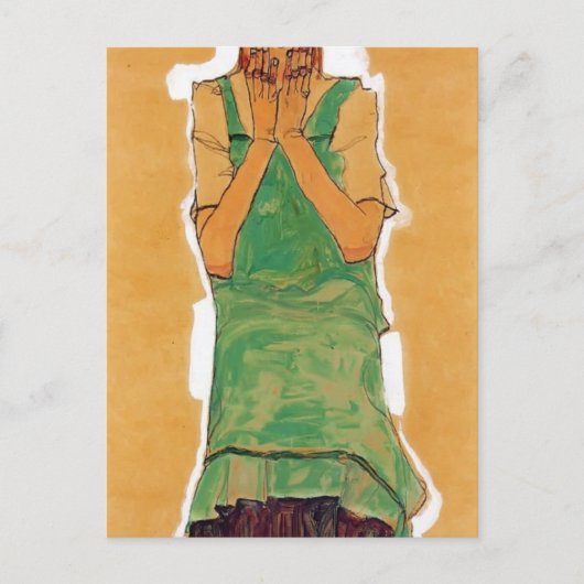 Egon Schiele - Girl met Green Pinafore Briefkaart (Voorkant)