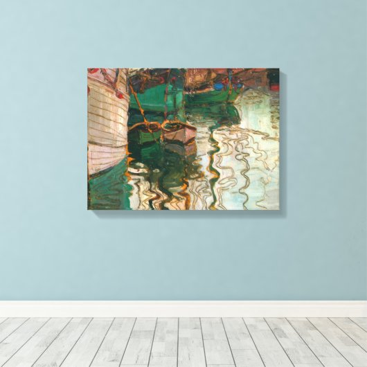 Egon Schiele - haven van Trieste Canvas Afdruk (Insitu (Houten vloer))