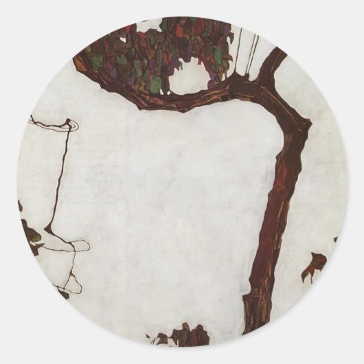 Egon Schiele- Herfstboom met Fuchsia's Ronde Sticker (Voorkant)