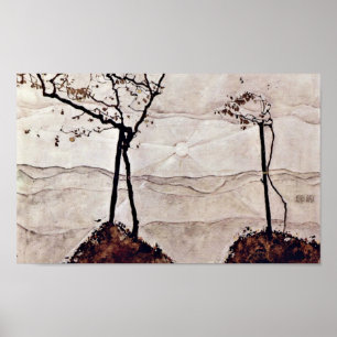 Egon Schiele - herfstzon en bomen Poster