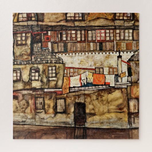 Egon Schiele - House Wall aan de rivier Legpuzzel (Verticaal)