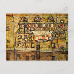 Egon Schiele - House Wall op de rivier Briefkaart