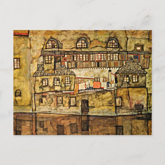 Egon Schiele - House Wall op de rivier Briefkaart (Voorkant)