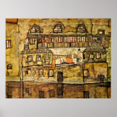 Egon Schiele - House Wall op de rivier Poster (Voorkant)
