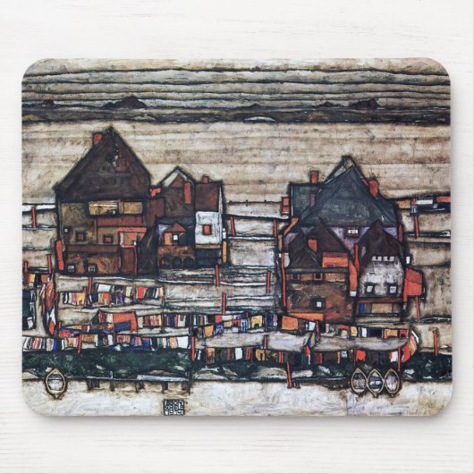 Egon Schiele , "Houses with Laundry" Muismat (Voorkant)