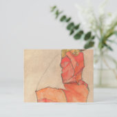 Egon Schiele - Kneeling Vrouw in Oranje-Rode Dress Briefkaart (Staand voorkant)