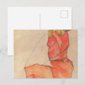 Egon Schiele - Kneeling Vrouw in Oranje-Rode Dress Briefkaart (Voorkant / Achterkant)