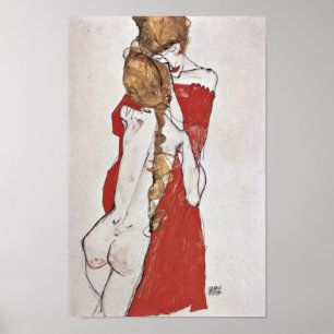 Egon Schiele - moeder en dochter Poster