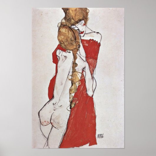 Egon Schiele - moeder en dochter Poster (Voorkant)