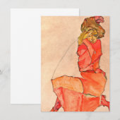 Egon Schiele - neeling Vrouw in Oranje rode dress Bedankkaart (Voorkant / Achterkant)