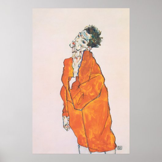 Egon Schiele 'Oranje Jas' Print Expressionisme (Voorkant)