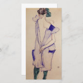 Egon schiele - permanent meisje in een blauwe dres feestdagenkaart (Voorkant / Achterkant)