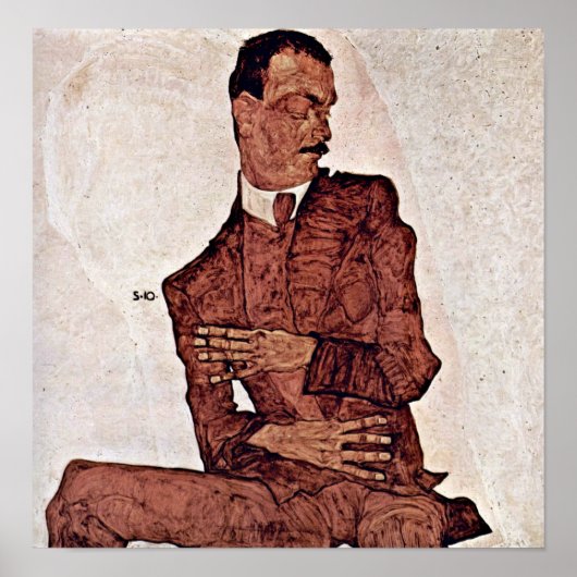 Egon Schiele - Portret van Arthur Roessler Poster (Voorkant)
