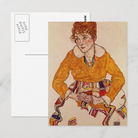 Egon Schiele- Portret van de vrouw van de kunstena Briefkaart (Voorkant / Achterkant)