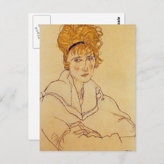 Egon Schiele- Portret van Edith Schiele Briefkaart (Voorkant / Achterkant)