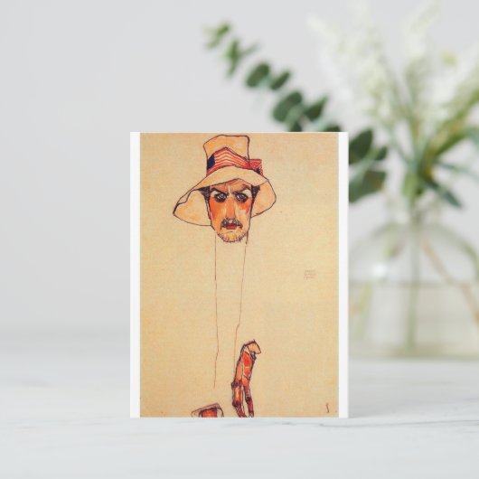 Egon Schiele - portret van een Man met een diskett Briefkaart (Staand voorkant)