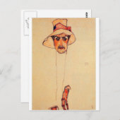 Egon Schiele - portret van een Man met een diskett Briefkaart (Voorkant / Achterkant)