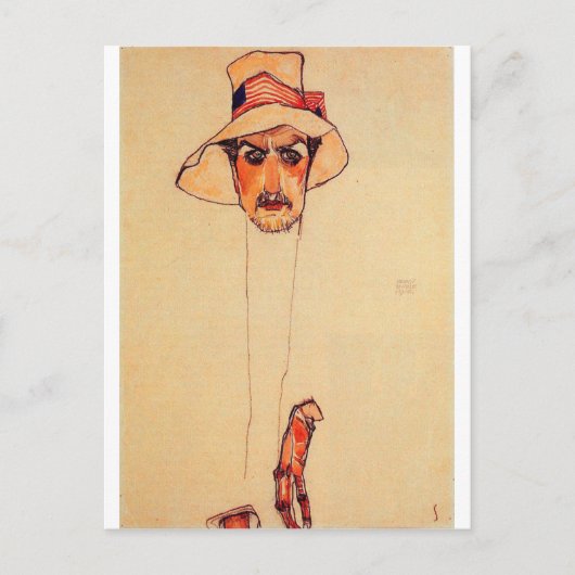 Egon Schiele - portret van een Man met een diskett Briefkaart (Voorkant)