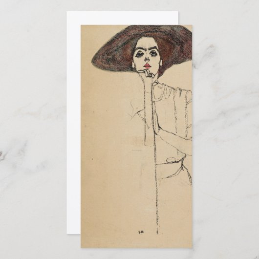 Egon Schiele - portret van een vrouw Feestdagenkaart (Voorkant / Achterkant)