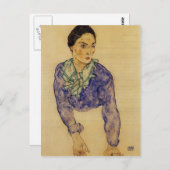 Egon Schiele- Portret van een vrouw met Scarf Briefkaart (Voorkant / Achterkant)