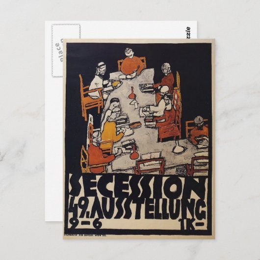 Egon Schiele - Poster voor de afscheiding van Wene Briefkaart (Voorkant / Achterkant)