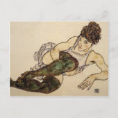 Egon Schiele- Raming Vrouw met groene kousen Briefkaart (Voorkant)