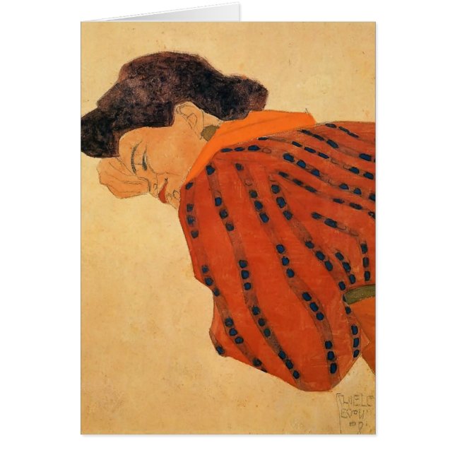 Egon Schiele - Ruglijnende vrouw met rode muis (Voorkant)