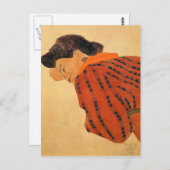 Egon Schiele - Ruglijnende vrouw met rode muis Briefkaart (Voorkant / Achterkant)