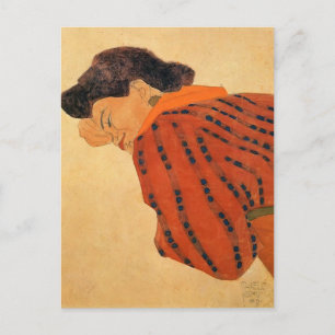 Egon Schiele - Ruglijnende vrouw met rode muis Briefkaart