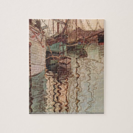 Egon Schiele - Sailboten in wellenbewegtem water Legpuzzel (Verticaal)