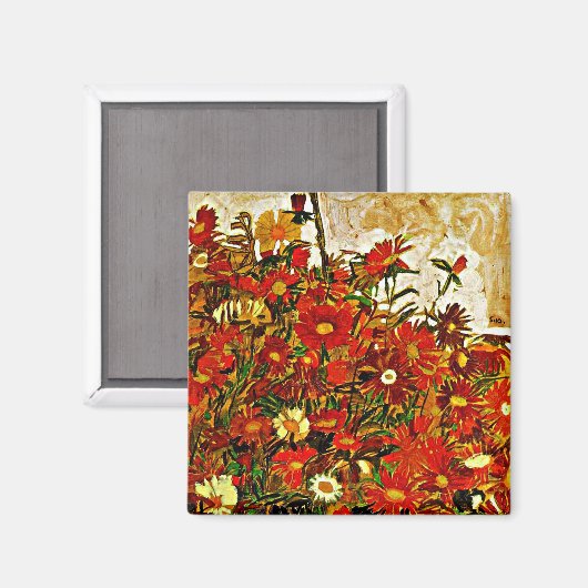 Egon Schiele schilderij, Bloemenveld Magneet (Voorkant / Achterkant)