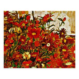 Egon Schiele schilderij, Flowers Field Perfect Poster
