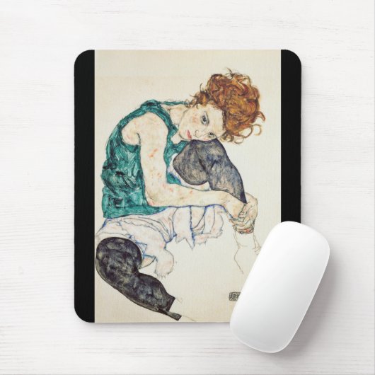 Egon Schiele Seated vrouw met gebogen knie Muismat (Met muis)
