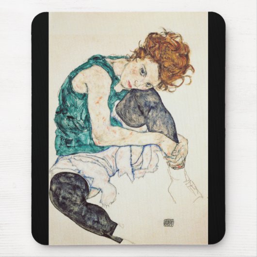 Egon Schiele Seated vrouw met gebogen knie Muismat (Voorkant)
