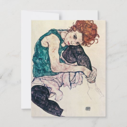 Egon Schiele Seated Woman Invitations Kaart (Voorkant)