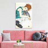 Egon Schiele Seated Woman met Bent Knee Canvas Afdruk (Insitu (Woonkamer))