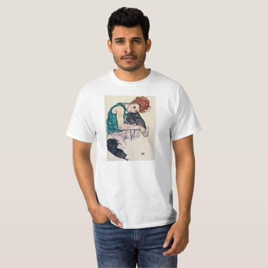 Egon Schiele Seated Woman T-shirt (Voorkant volledig)