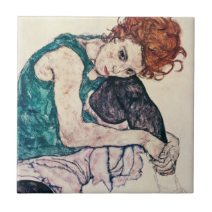 Egon Schiele Seated Woman Tile Tegeltje