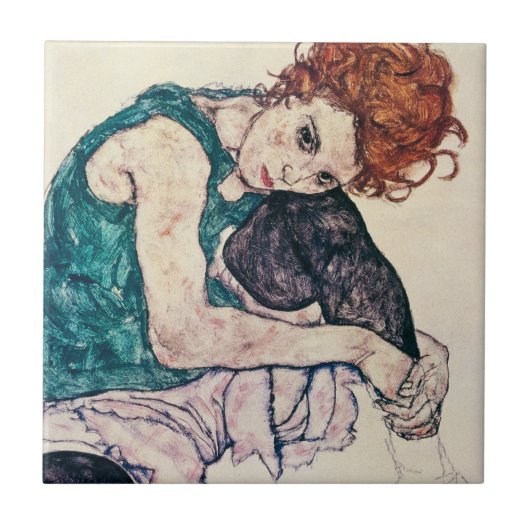 Egon Schiele Seated Woman Tile Tegeltje (Voorkant)