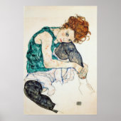 Egon Schiele Seated Woman with Bent Knee Poster (Voorkant)