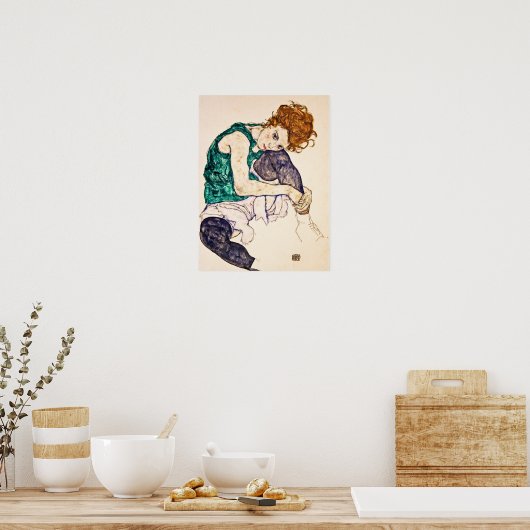 Egon Schiele - Seated Woman With Legs Drawn Up Poster (Keuken)