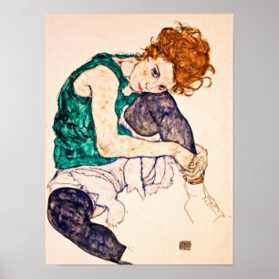 Egon Schiele - Seated Woman With Legs Drawn Up Poster