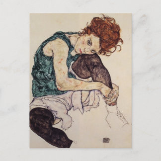 Egon Schiele- Seed Woman met Bent Knee Briefkaart