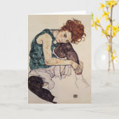Egon Schiele- Seed Woman met Bent Knee Kaart (Gele Bloem)