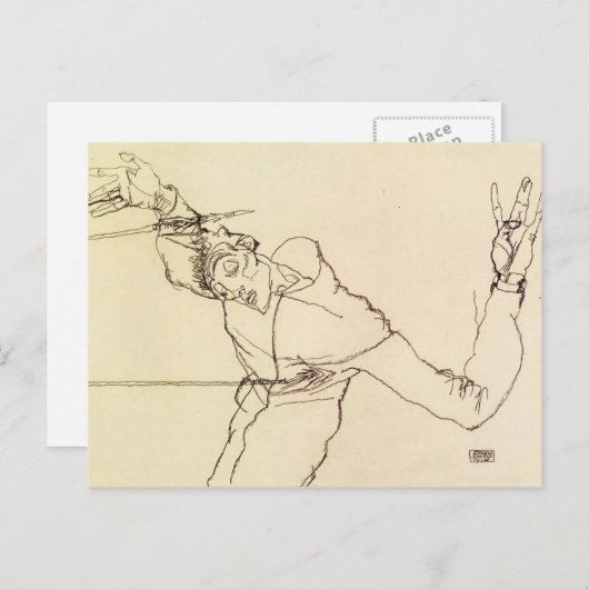 Egon Schiele- Self Portrait as St Sebastian Briefkaart (Voorkant / Achterkant)