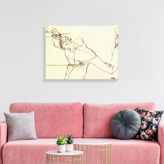 Egon Schiele - Self Portrait as St Sebastian Canvas Afdruk (Insitu (Woonkamer))