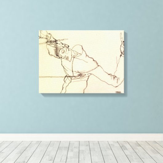 Egon Schiele - Self Portrait as St Sebastian Canvas Afdruk (Insitu (Houten vloer))
