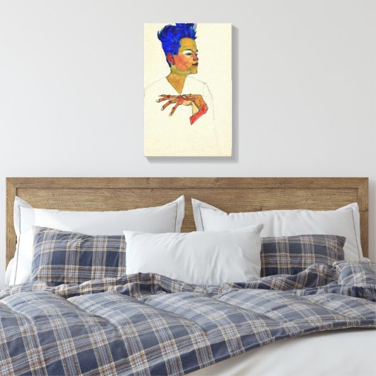 Egon Schiele Self Portrait Canvas Afdruk (Insitu (Slaapkamer))