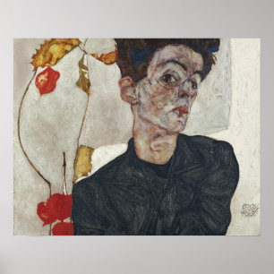 Egon Schiele Self Portrait met Physalis Poster